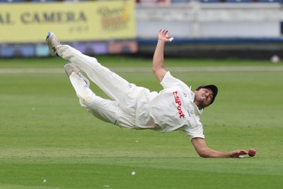 290625  Glamorgan v Gloucestershire, Rothesay County Championship Division 2 - Kiran Carlson of Glamorgan just fails to catch Ollie Price of Gloucestershire