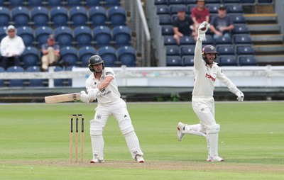 290625  Glamorgan v Gloucestershire, Rothesay County Championship Division 2 - Celebrations as Chris Cooke of Glamorgan catches Graeme Van Buuren of Gloucestershire off the bowling of Mason Crane of Glamorgan