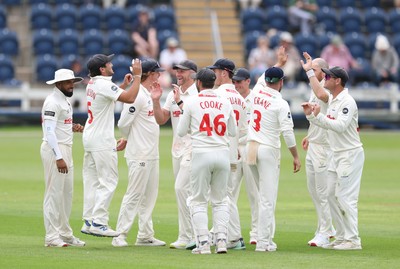 290625  Glamorgan v Gloucestershire, Rothesay County Championship Division 2 - Glamorgan celebrate after taking the wicket of Ollie Price of Gloucestershire