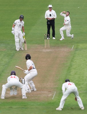 290625  Glamorgan v Gloucestershire, Rothesay County Championship Division 2 - Mason Crane of Glamorgan bowls