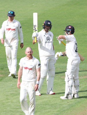 290625  Glamorgan v Gloucestershire, Rothesay County Championship Division 2 - Zaman Akhter of Gloucestershire celebrates as he makes his 50