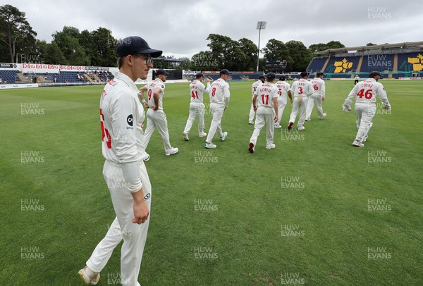 290625  Glamorgan v Gloucestershire, Rothesay County Championship Division 2 - Glamorgan head out for the start of the match
