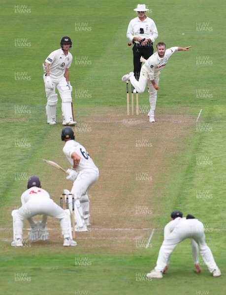290625  Glamorgan v Gloucestershire, Rothesay County Championship Division 2 - Mason Crane of Glamorgan bowls