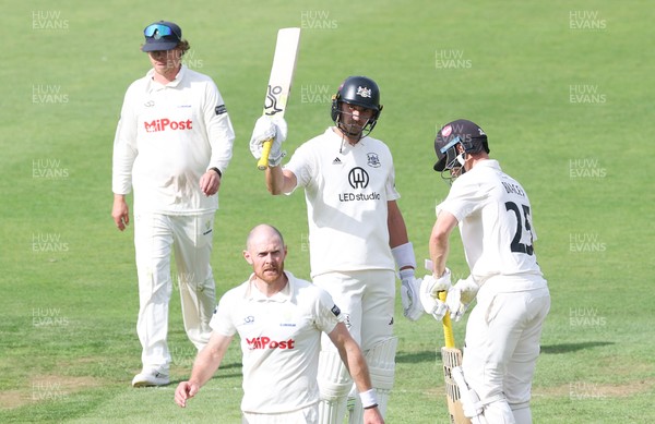 290625  Glamorgan v Gloucestershire, Rothesay County Championship Division 2 - Zaman Akhter of Gloucestershire celebrates as he makes his 50