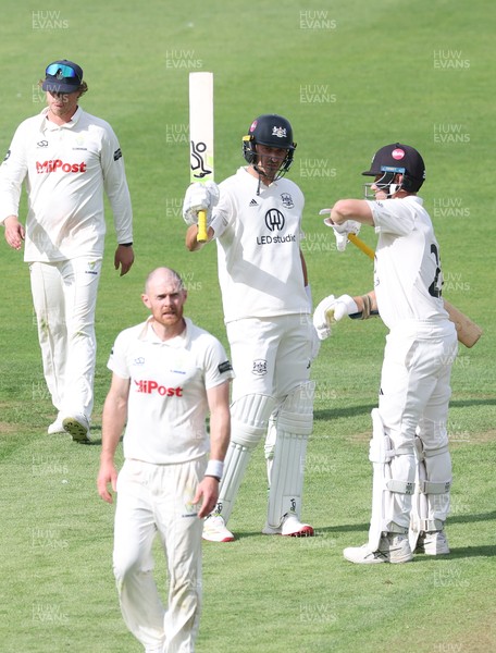290625  Glamorgan v Gloucestershire, Rothesay County Championship Division 2 - Zaman Akhter of Gloucestershire celebrates as he makes his 50