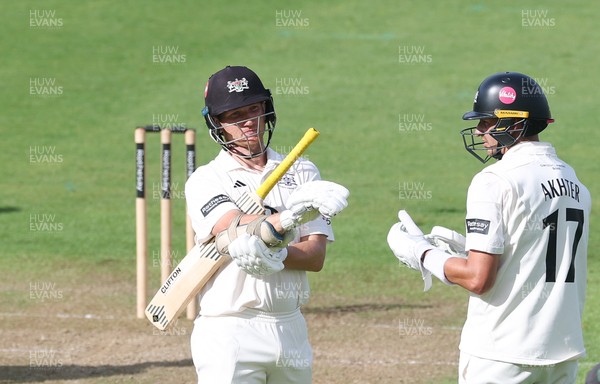 290625  Glamorgan v Gloucestershire, Rothesay County Championship Division 2 - James Bracey of Gloucestershire on reaching his 50, along with Zaman Akhter of Gloucestershire