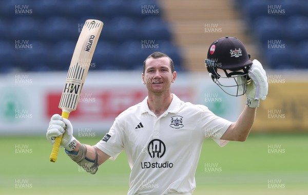 300625  Glamorgan v Gloucestershire, Rothesay County Championship Division 2 - James Bracey of Gloucestershire celebrates as he makes his 100