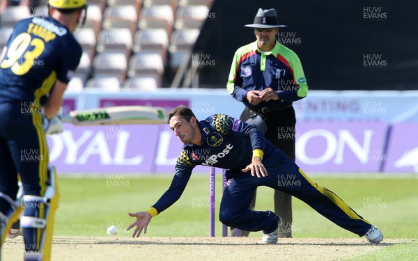 030618 - Glamorgan v Hampshire - Royal London One Day Cup - Andrew Salter of Glamorgan dives for the ball