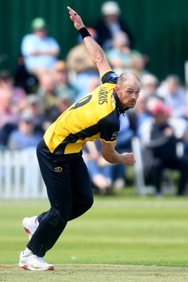 050825 - Glamorgan v Hampshire - Metro Bank One Day Cup - James Harris of Glamorgan bowling