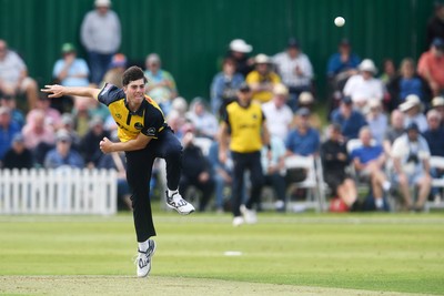 050825 - Glamorgan v Hampshire - Metro Bank One Day Cup - Romano Franco of Glamorgan bowling on his debut