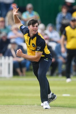 050825 - Glamorgan v Hampshire - Metro Bank One Day Cup - Romano Franco of Glamorgan bowling on his debut