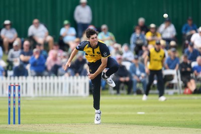050825 - Glamorgan v Hampshire - Metro Bank One Day Cup - Romano Franco of Glamorgan bowling on his debut