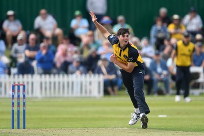 050825 - Glamorgan v Hampshire - Metro Bank One Day Cup - Romano Franco of Glamorgan bowling on his debut