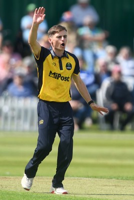 050825 - Glamorgan v Hampshire - Metro Bank One Day Cup - Andy Gorvin of Glamorgan bowling