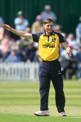 050825 - Glamorgan v Hampshire - Metro Bank One Day Cup - Andy Gorvin of Glamorgan bowling