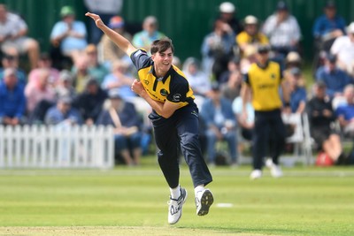050825 - Glamorgan v Hampshire - Metro Bank One Day Cup - Romano Franco of Glamorgan bowling on his debut