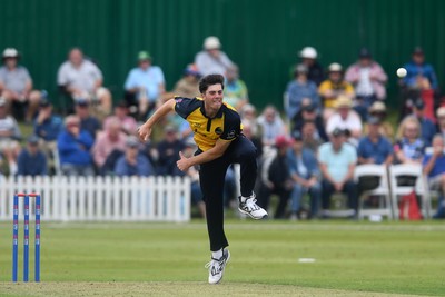 050825 - Glamorgan v Hampshire - Metro Bank One Day Cup - Romano Franco of Glamorgan bowling 