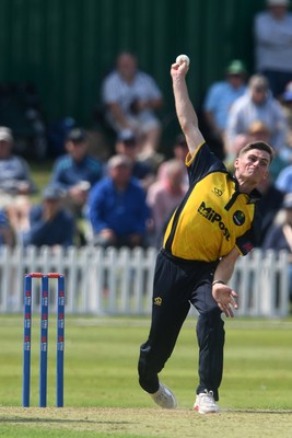 050825 - Glamorgan v Hampshire - Metro Bank One Day Cup - Andy Gorvin of Glamorgan bowling