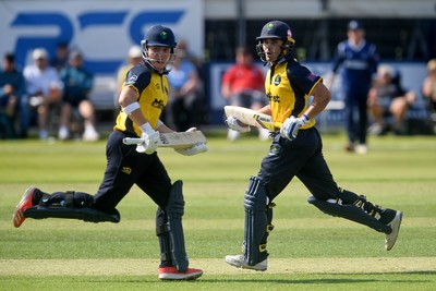 050825 - Glamorgan v Hampshire - Metro Bank One Day Cup - Alex Horton and Kiran Carlson of Glamorgan batting