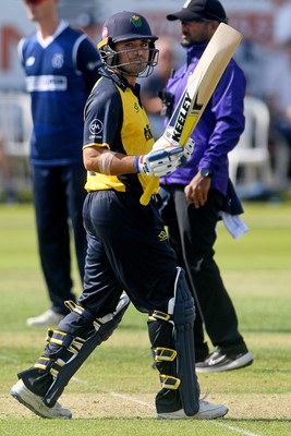 050825 - Glamorgan v Hampshire - Metro Bank One Day Cup - Kiran Carlson of Glamorgan hits 50