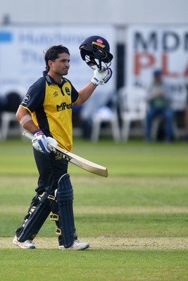 050825 - Glamorgan v Hampshire - Metro Bank One Day Cup - Kiran Carlson of Glamorgan hits a century
