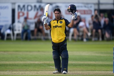 050825 - Glamorgan v Hampshire - Metro Bank One Day Cup - Kiran Carlson of Glamorgan hits a century