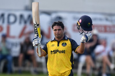 050825 - Glamorgan v Hampshire - Metro Bank One Day Cup - Kiran Carlson of Glamorgan hits a century