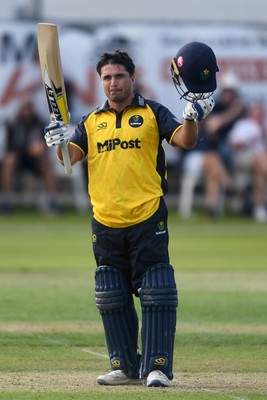 050825 - Glamorgan v Hampshire - Metro Bank One Day Cup - Kiran Carlson of Glamorgan hits a century