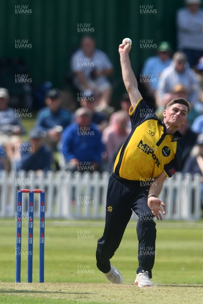 050825 - Glamorgan v Hampshire - Metro Bank One Day Cup - Andy Gorvin of Glamorgan bowling