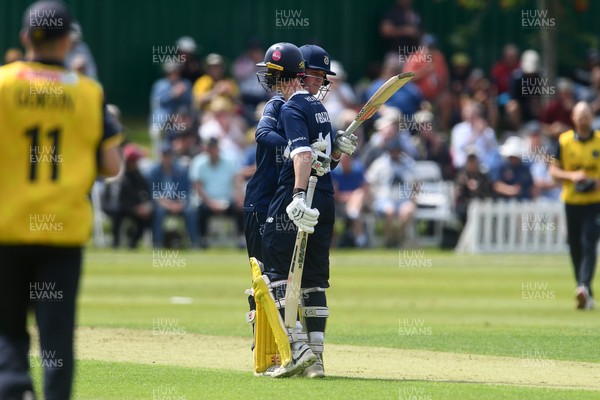 050825 - Glamorgan v Hampshire - Metro Bank One Day Cup - Nick Gubbins of Hampshire is congratulated by his team mate after hitting a century 