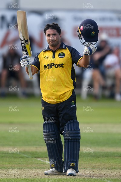 050825 - Glamorgan v Hampshire - Metro Bank One Day Cup - Kiran Carlson of Glamorgan hits a century