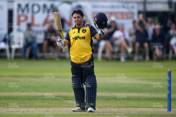 050825 - Glamorgan v Hampshire - Metro Bank One Day Cup - Kiran Carlson of Glamorgan hits a century