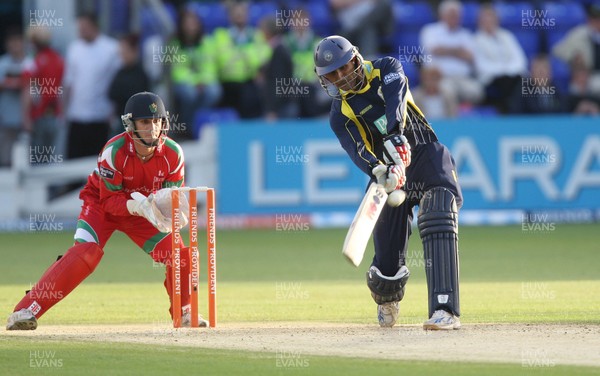 08.06.10.. Glamorgan Dragons v Hampshire Royals, Friends Provident Twenty20 -  Hampshire's Abdul Razzaq plays his shot but is caught out 