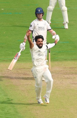 270826 - Glamorgan v Hampshire, Rothesay County Championship Division 1 - Zain ul Hassan of Glamorgan celebrates after taking the wicket of Ali Orr of Hampshire