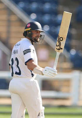 270826 - Glamorgan v Hampshire, Rothesay County Championship Division 1 - Jake Lehmann of Hampshire marks his 50 runs