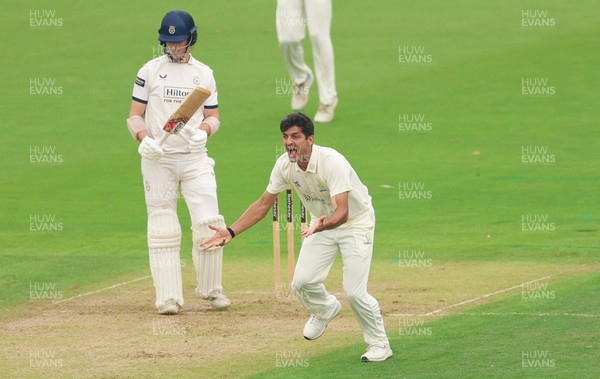 270826 - Glamorgan v Hampshire, Rothesay County Championship Division 1 - Mir Hamza of Glamorgan appeals