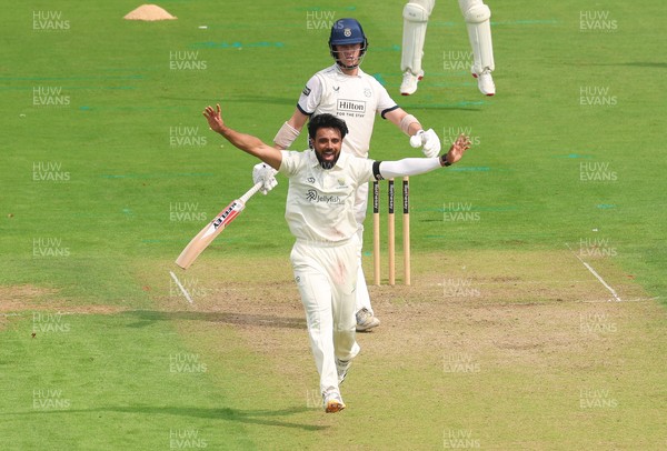 270826 - Glamorgan v Hampshire, Rothesay County Championship Division 1 - Zain ul Hassan of Glamorgan celebrates after taking the wicket of Ali Orr of Hampshire