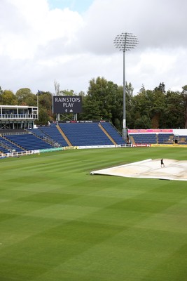 280826 - Glamorgan v Hampshire, Rothesay County Championship Division 1 - The rain covers go on as rain delays play