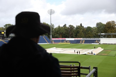 280826 - Glamorgan v Hampshire, Rothesay County Championship Division 1 - The rain covers go on as rain delays play