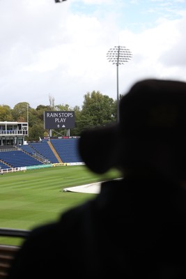 280826 - Glamorgan v Hampshire, Rothesay County Championship Division 1 - The rain covers go on as rain delays play