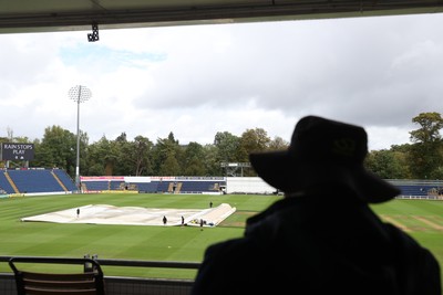 280826 - Glamorgan v Hampshire, Rothesay County Championship Division 1 - The rain covers go on as rain delays play