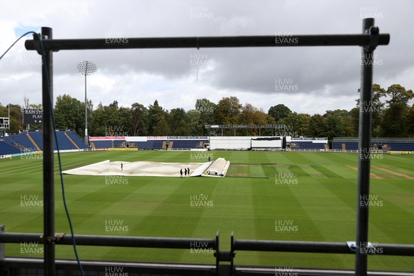 280826 - Glamorgan v Hampshire, Rothesay County Championship Division 1 - The rain covers go on as rain delays play