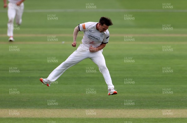 280826 - Glamorgan v Hampshire, Rothesay County Championship Division 1 - Sonny Baker of Hampshire celebrates taking the wicket of Mason Crane