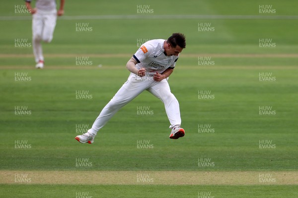 280826 - Glamorgan v Hampshire, Rothesay County Championship Division 1 - Sonny Baker of Hampshire celebrates taking the wicket of Mason Crane