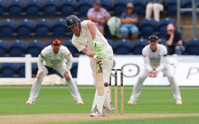 300826 Glamorgan v Hampshire, Rothesay County Championship Division 1 - Ben Kellaway of Glamorgan plays a shot