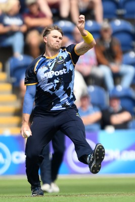 060725 - Glamorgan v Kent - T20, Vitality Blast - Dan Douthwaite of Glamorgan bowling