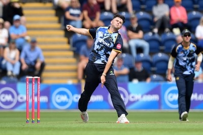 060725 - Glamorgan v Kent - T20, Vitality Blast - Ned Leonard of Glamorgan bowling