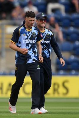 060725 - Glamorgan v Kent - T20, Vitality Blast - Ned Leonard of Glamorgan bowls the ball to dismiss Joe Denly of Kent