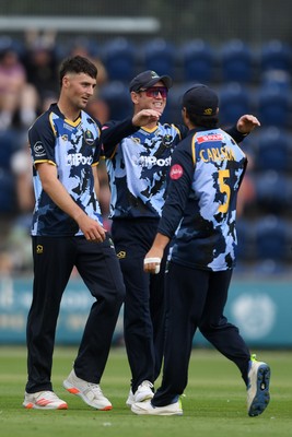 060725 - Glamorgan v Kent - T20, Vitality Blast - Ned Leonard of Glamorgan bowls the ball to dismiss Joe Denly of Kent