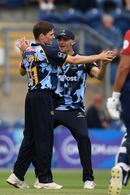 060725 - Glamorgan v Kent - T20, Vitality Blast - Andy Gorvin of Glamorgan bowls the ball to dismiss Tom Rogers of Kent